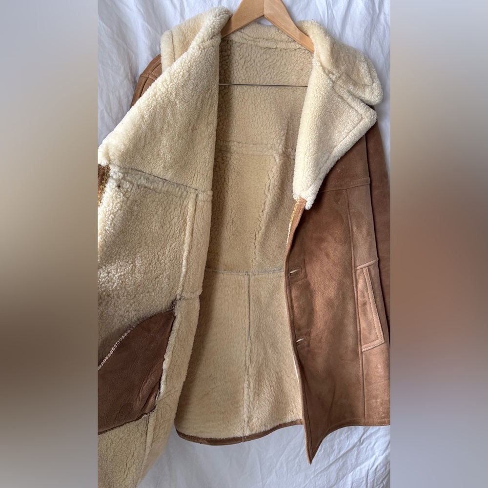 Men's Brown Shearling Jacket - Picture 4 of 7